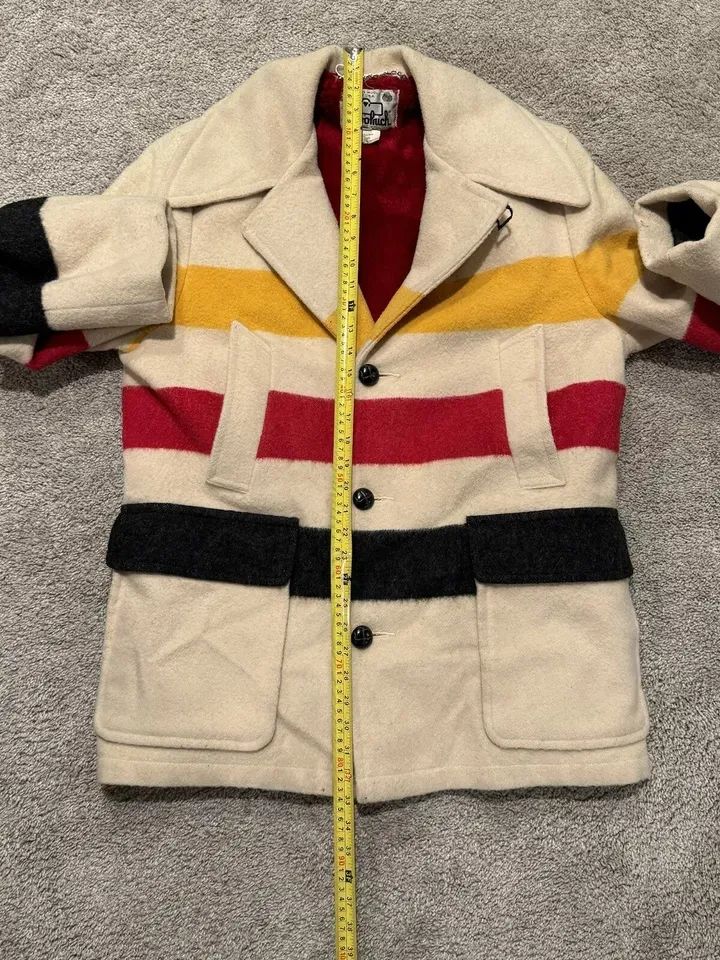 Vintage Hudson Bay Woolrich Blanket Jacket Size 40/ L Made In USA Striped Wool product image (2)