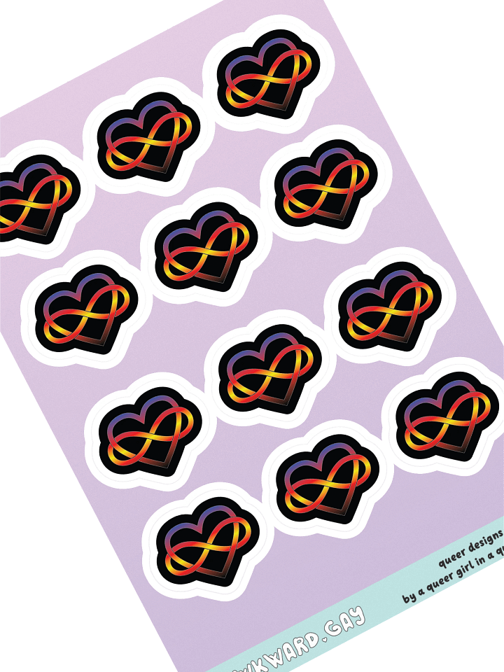 Polyamory Pride Gradient Polyamory Infinity Heart Sticker Sheet product image (1)