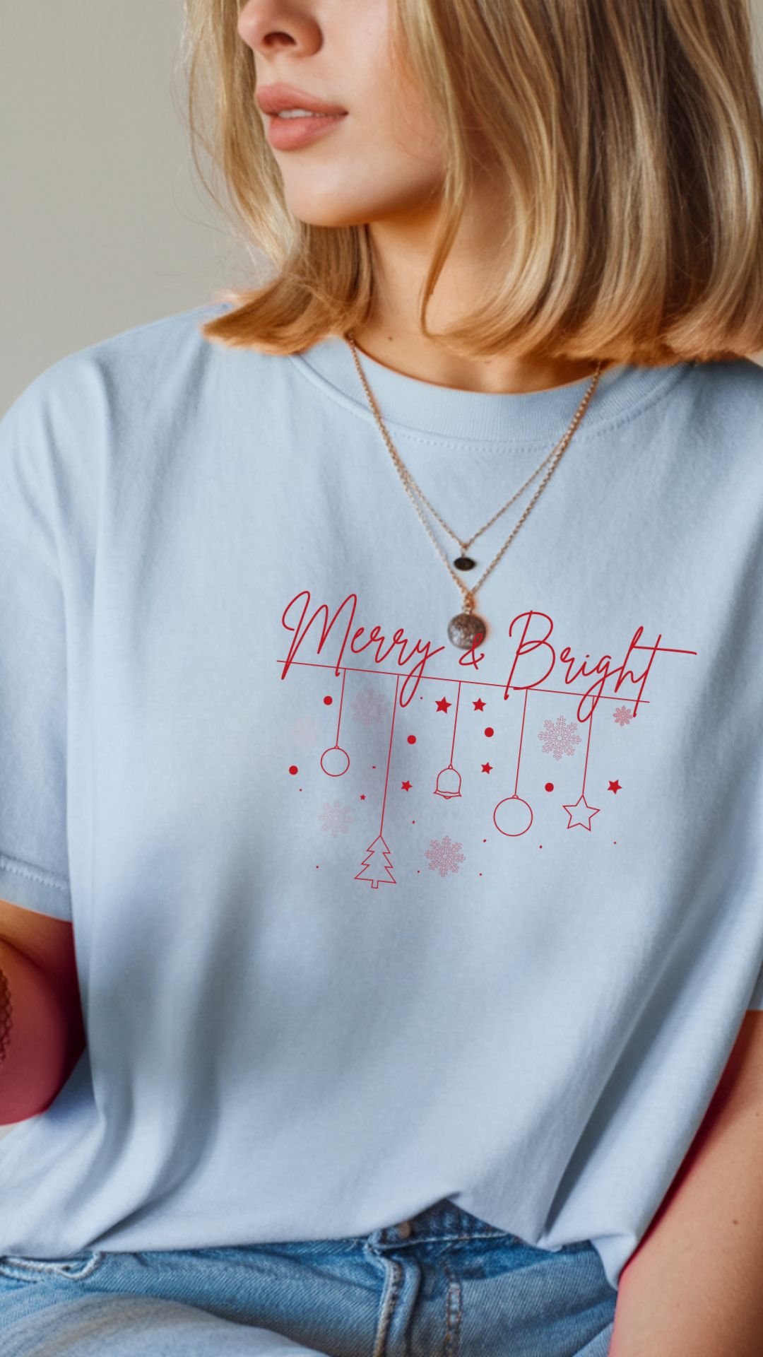 Merry & Bright Minimalist T-Shirt | Merry & Bright T-Shirt | Christmas Holiday Tee | Festive Merry & Bright Shirt | Christmas Lights Shirt | Christmas Gift Shirt product image (1)