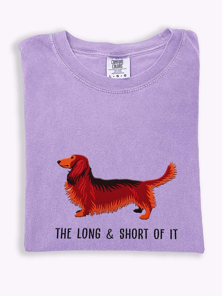 The Long & Short of It T-Shirt(Embroidered) of a Longhaired Dachshund(Red) product image (1)
