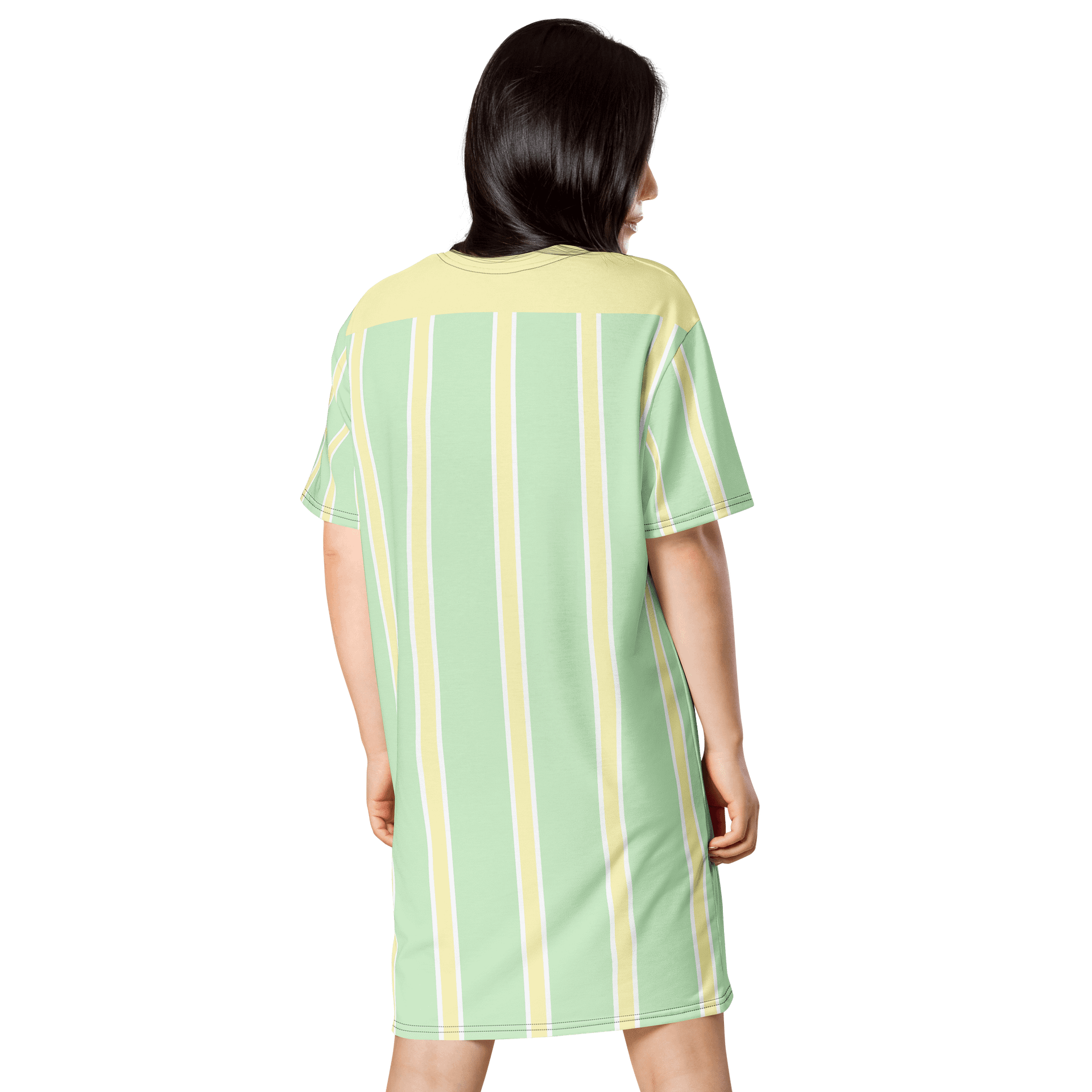 Exclusive Mint Green & Yellow Striped Oversized T-Shirt Dress | TDS Music product image (2)