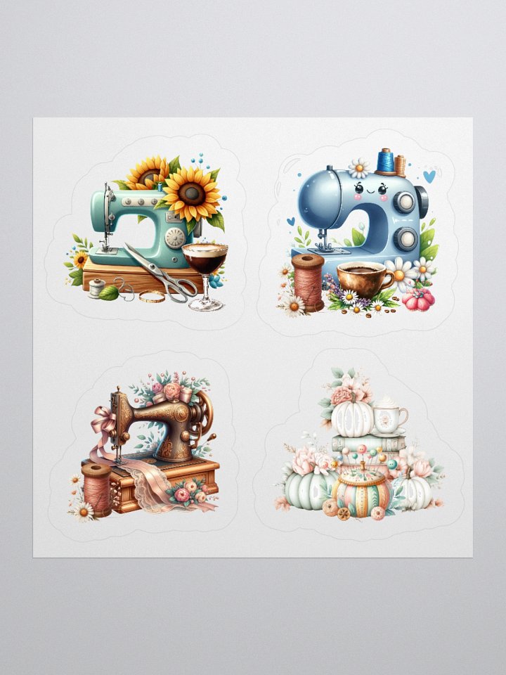 Whimsical Sewing Machine Kiss Cut Stickers Set product image (1)
