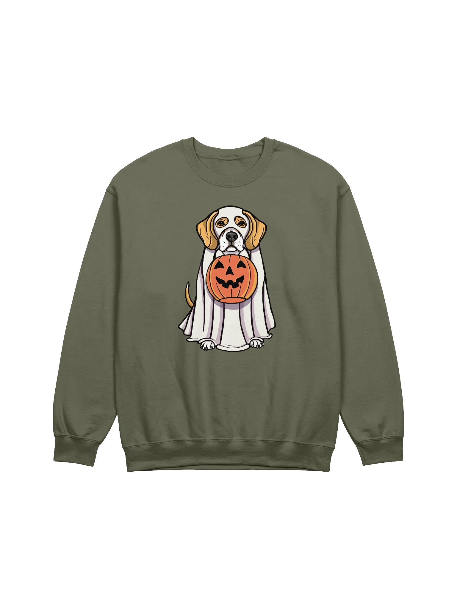 Funny Halloween Beagle(Lemon) Sweatshirt | Funny Beagle Wearing a Ghost Costume and Holding a Pumpkin Basket product image (17)