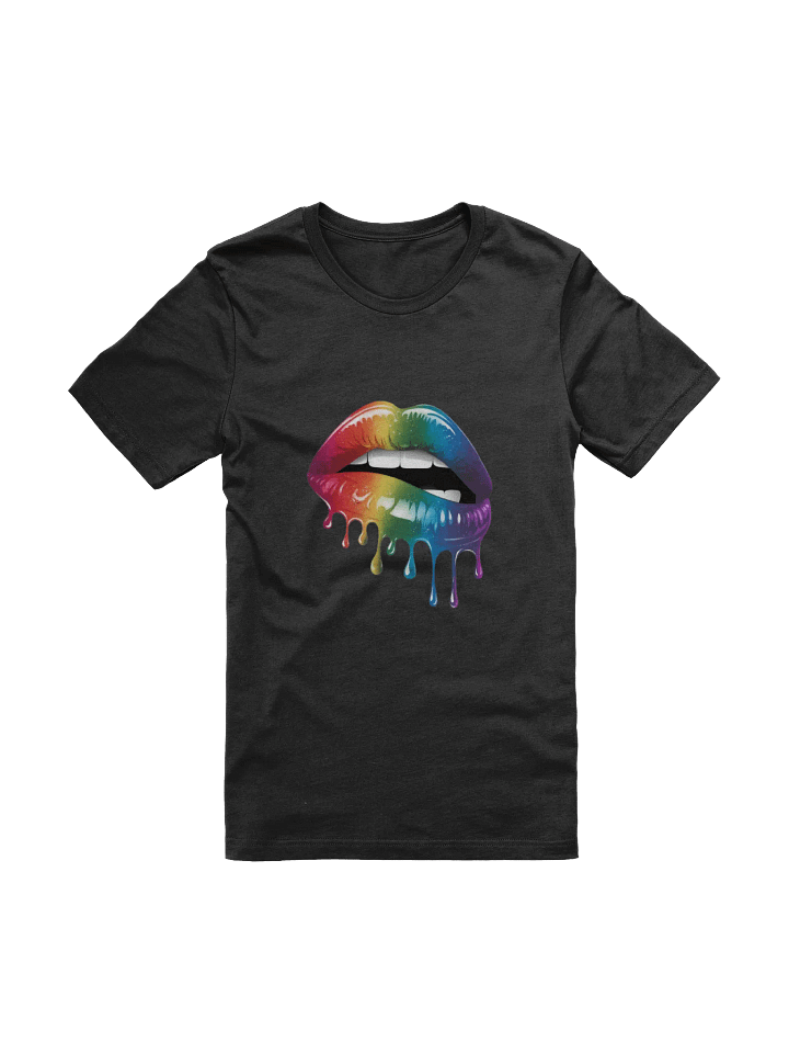 Unisex black T shirt with lip drip product image (1)
