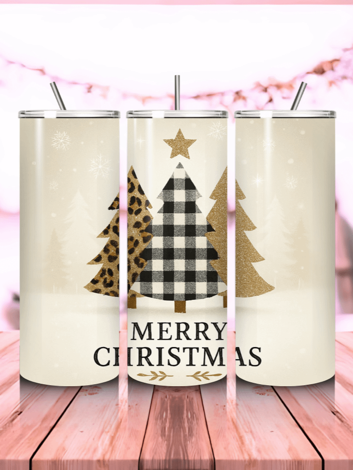 Christmas Trees Leopard Glitter Tumbler Wrap PNG – 20oz Skinny Sublimation Design with Festive Leopard Print & Sparkling Glitter Accents – Perfect Holiday Gift – 300 DPI Instant Digital Download product image (1)