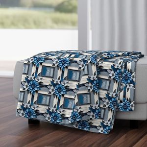 Seamless Pattern - Painted Floral Tile Pattern 4 in Shades of Blue and White product image (4)