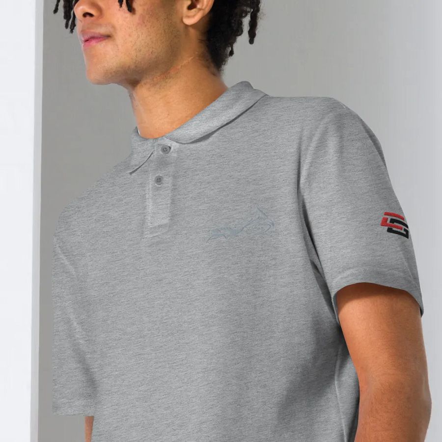 Shadow Bagger Embroidered Polo Shirt in White or Grey product image (6)