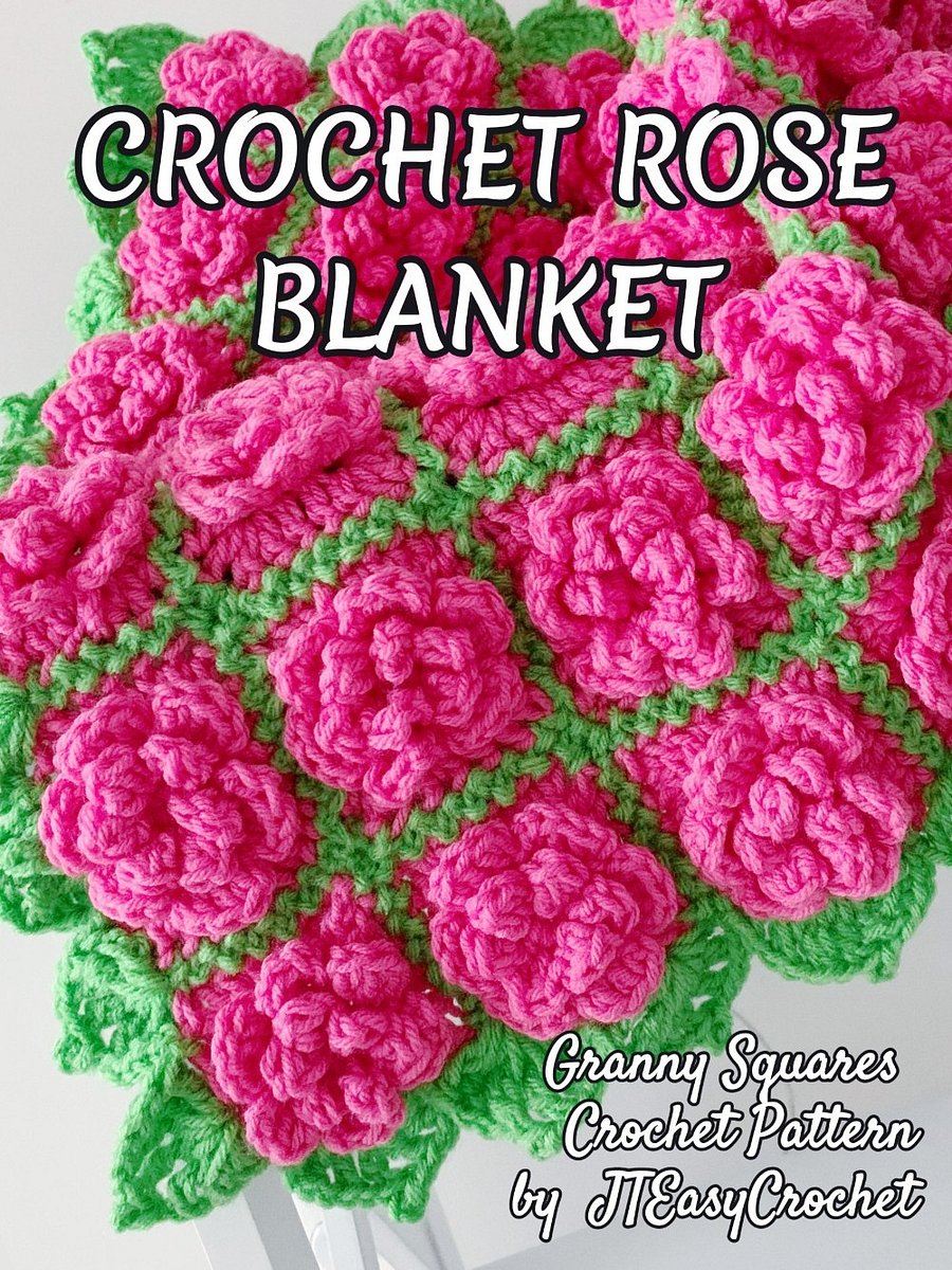 Victorian Style Rose Flower Baby Blanket Crochet Pattern, Crochet Motif Boho Throw Blanket or Nursery Rug product image (5)