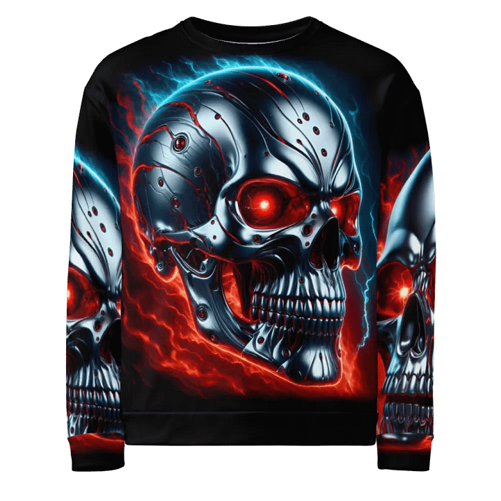 Cyber Skull Unisex All-Over Print - Unisex Sweatshirt #12 product image (1)