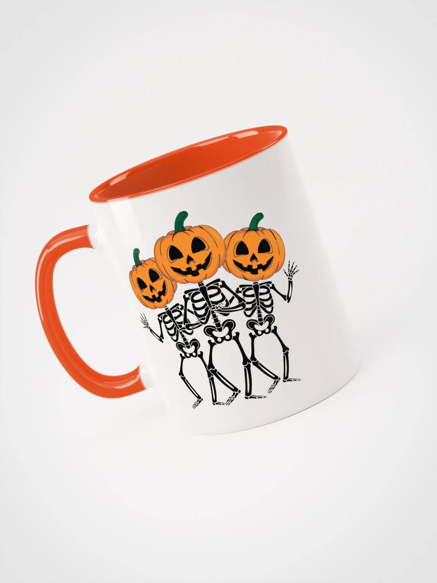 Halloween coffee mug, Skeleton mug, Ceramic pumpkin mug, Dancing skeletons mug, Pumpkin head mug, Unique coffee mugs, Spooky coffee mugs product image (2)