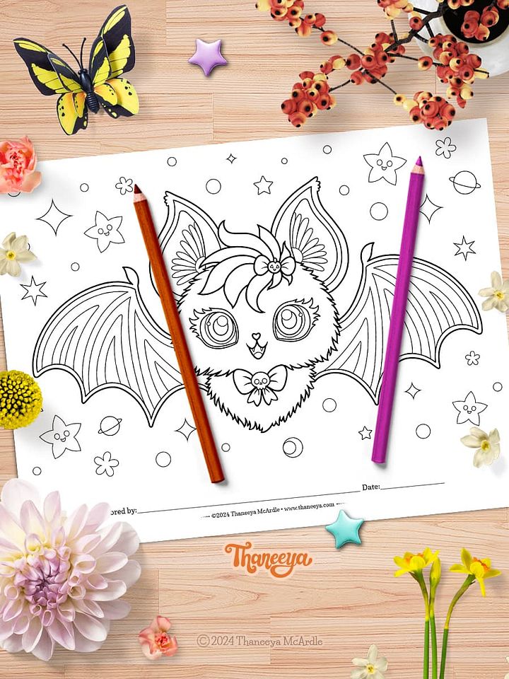 Cat-Bat - Single Coloring Page product image (1)
