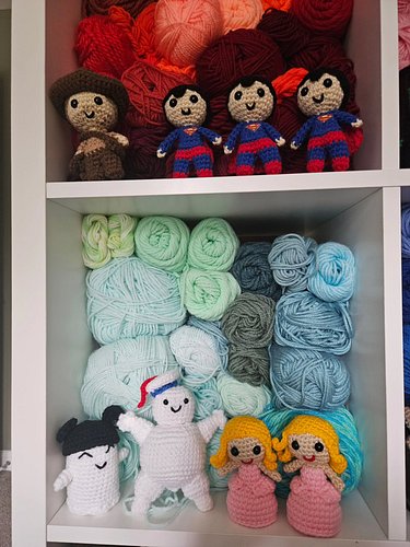 All these little friends have been lining up on my shelves as I finish them... finally tagged and packed them for the weekend...