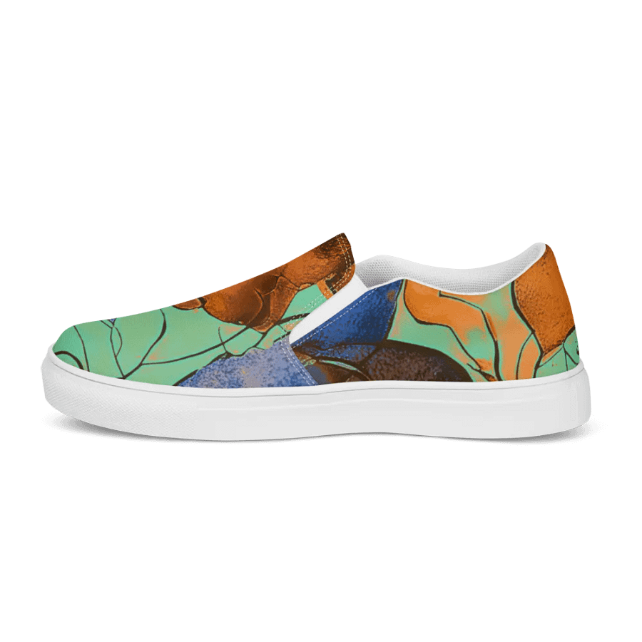 Beach Design - Yellow-Green-Blue Women's Slip-On Canvas Shoes product image (11)