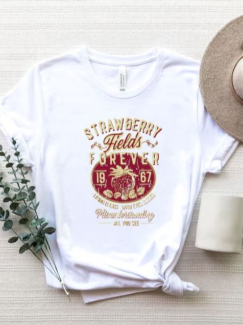Old School Band Tees, Retro Graphic Tee, Beatle Strawberry Fields Rock Band Tee, Oversized Trendy Shirts, product image (5)