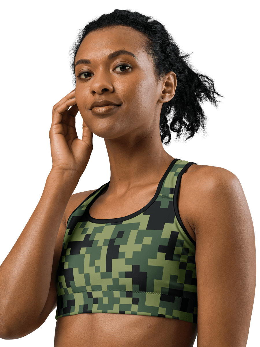 Military Green Camouflage Pixels Camo Pattern Sports Bra product image (1)