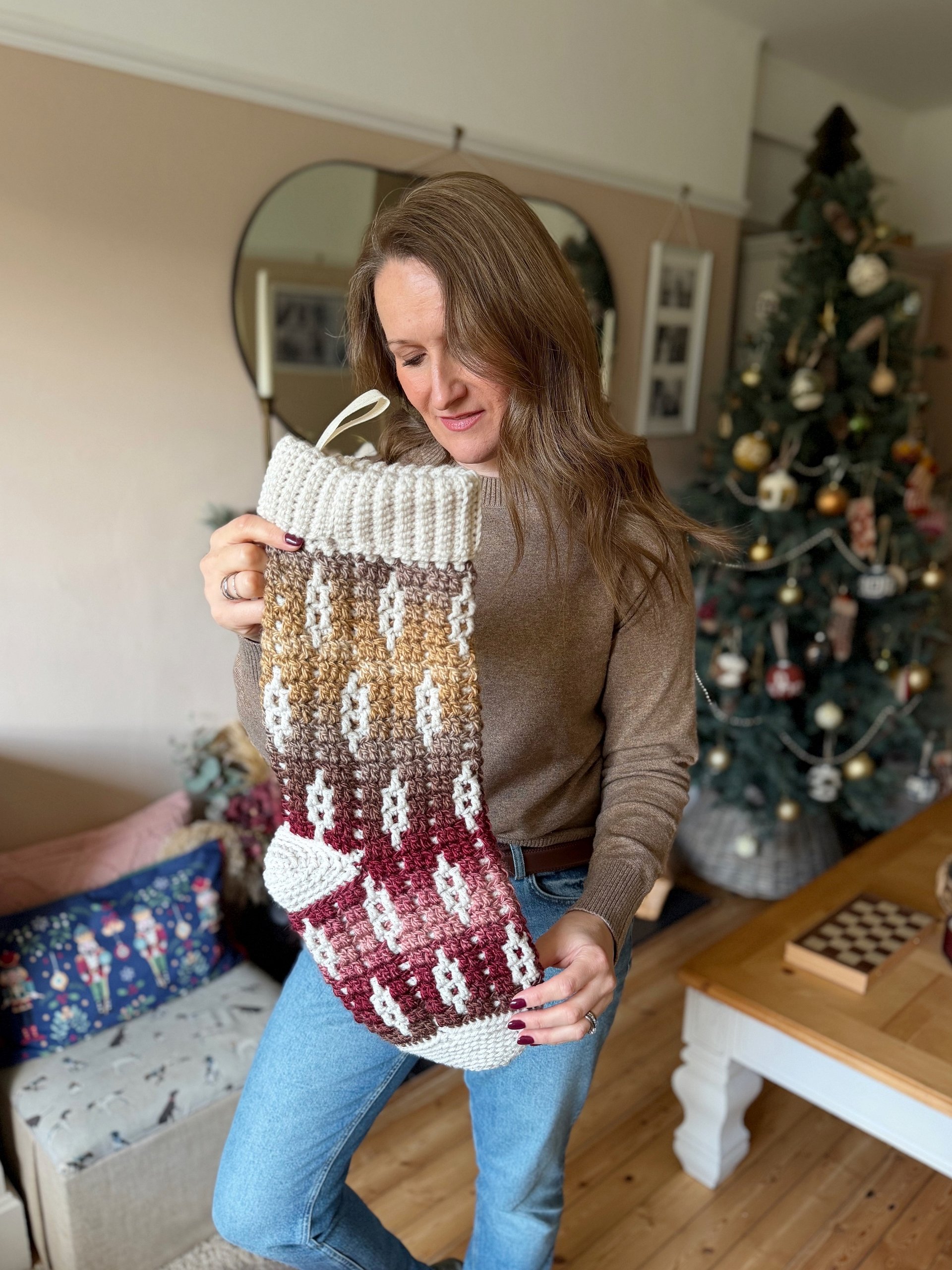 CROCHET PATTERN + VIDEO Overlay Mosaic Stocking - Starlight Stockings, 2 Designs, Charts Included In PDF product image (12)