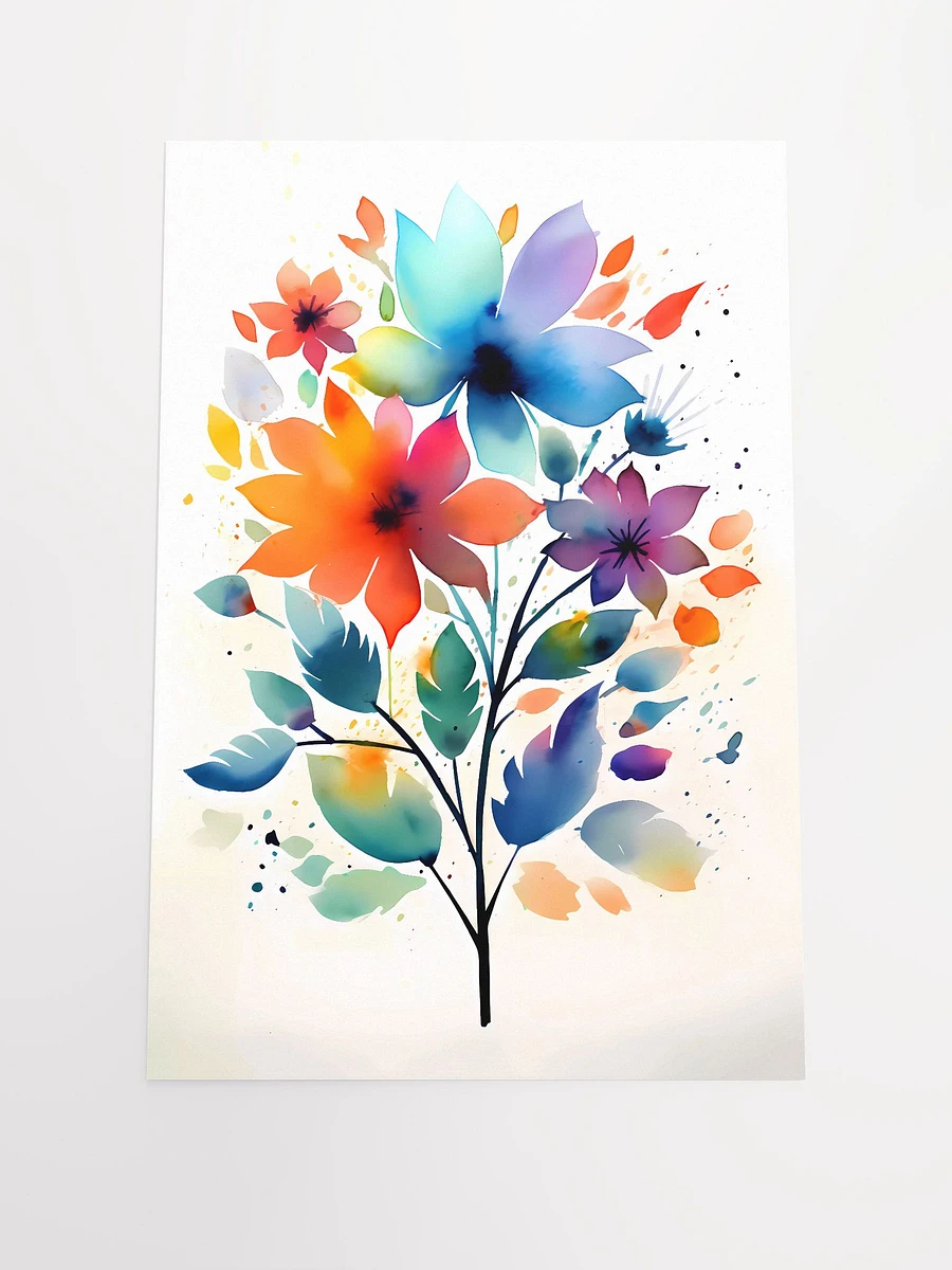 Vibrant Watercolor Blossoms - Cheerful Modern Floral Wall Art Matte Poster product image (3)