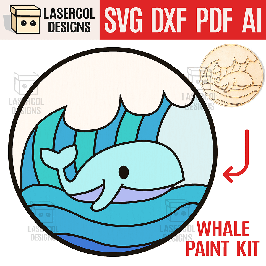 Whale DIY Paint Puzzle - Laser Cut Files product image (1)