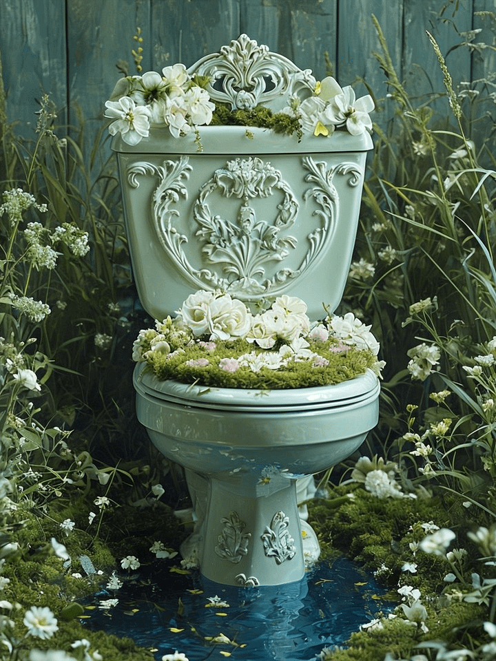 Mossy Garden Toilet Framed Matte Poster product image (1)