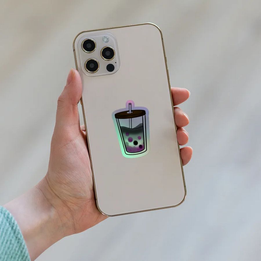 Delightful Boba Tea Asexual Pride - Holographic Sticker Set product image (3)