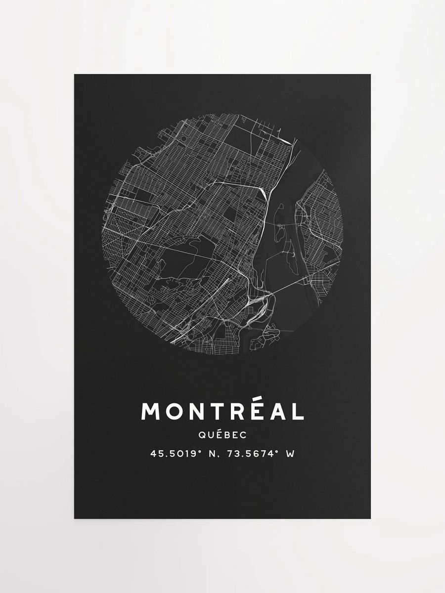 Montreal Street Map Poster – Black Minimalist Circular City Art product image (4)