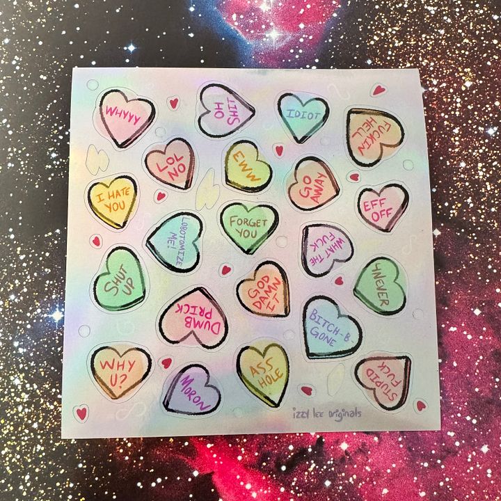 Anti-Valentine’s Mini Hearts Sticker Sheet product image (1)