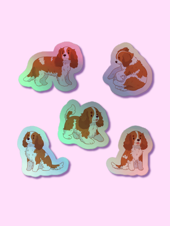 Cavalier King Charles Spaniel Holographic Sticker Set product image (1)