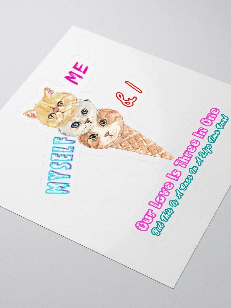 Cute Cat Ice Cream, Funny Cat Sticker, Triple Cat Love sticker, Me, Myself & Cats, Adorable Cat Design, Quirky Cat Art product image (3)