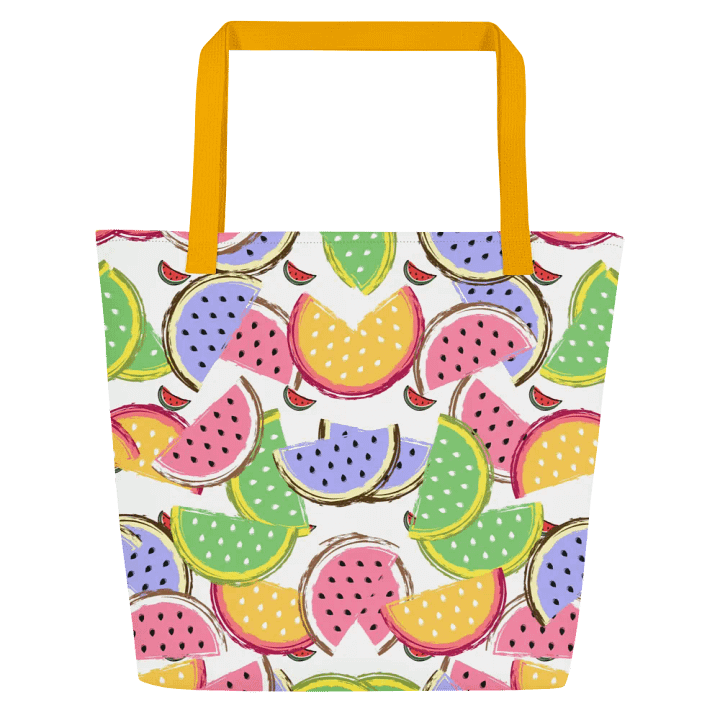 Big printed tote bag with tropical colorful watermelon  design product image (1)