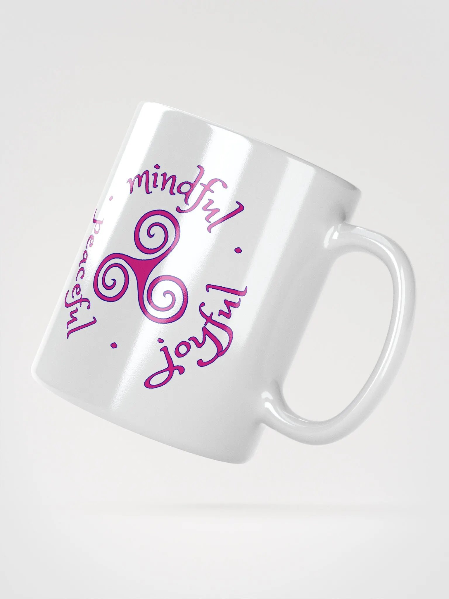 Mindful Peaceful Joyful Dark Pink and Navy Ceramic Mug product image (4)