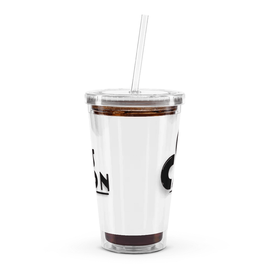 Clear Tumbler Cup with Lid & Straw - Black Text Logo product image (12)