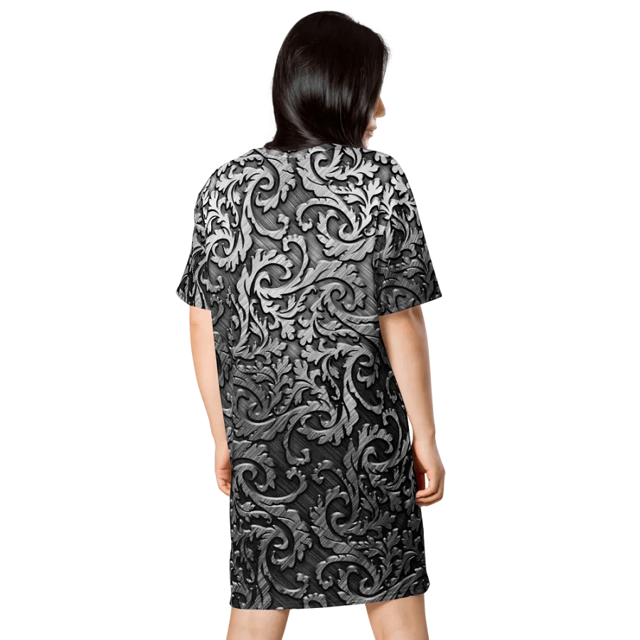 Swirling Silver Elegance T-Shirt Dress product image (2)