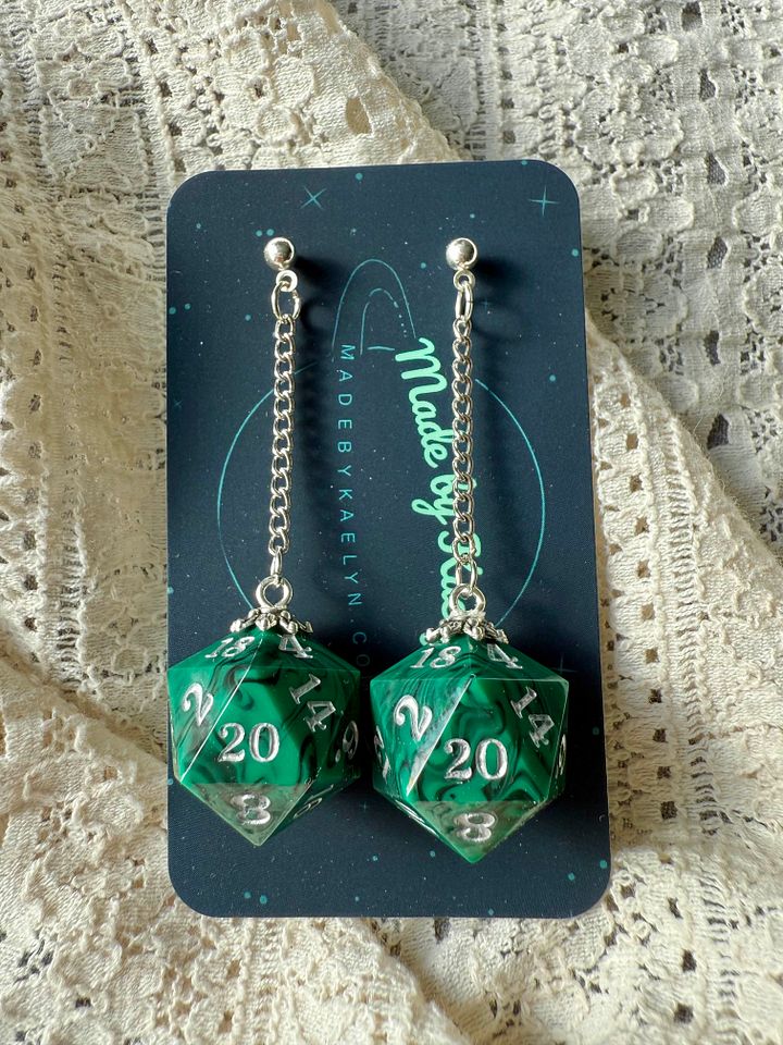 Teal d20 earrings product image (1)