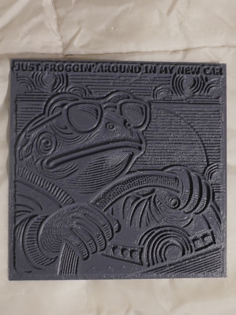 Frog Driving Car Plastic Meme Art Work