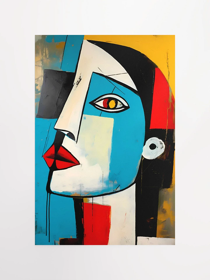 Abstract Gaze Geometric Woman's Portrait Modern Cubist Art Matte Poster product image (2)