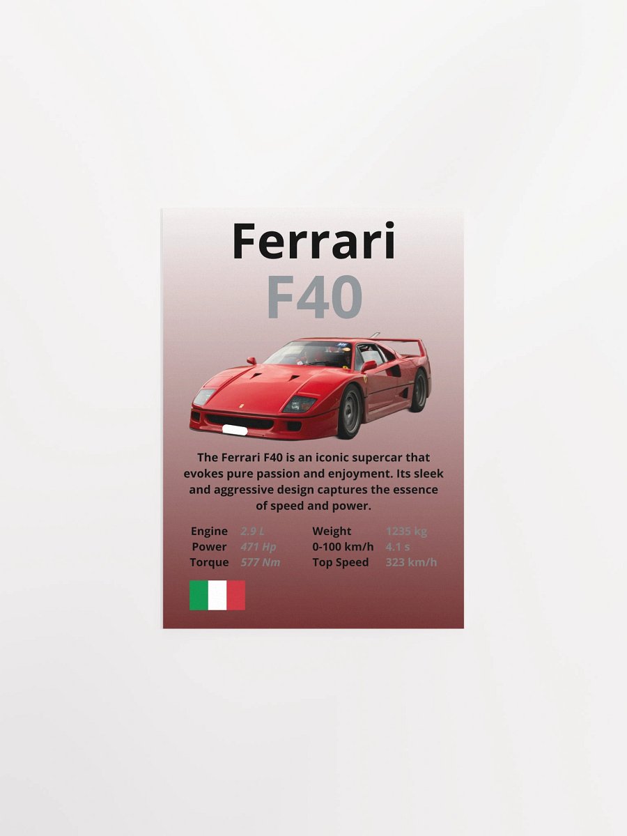 Ferrari F40 Wall Poster Without Frame product image (3)