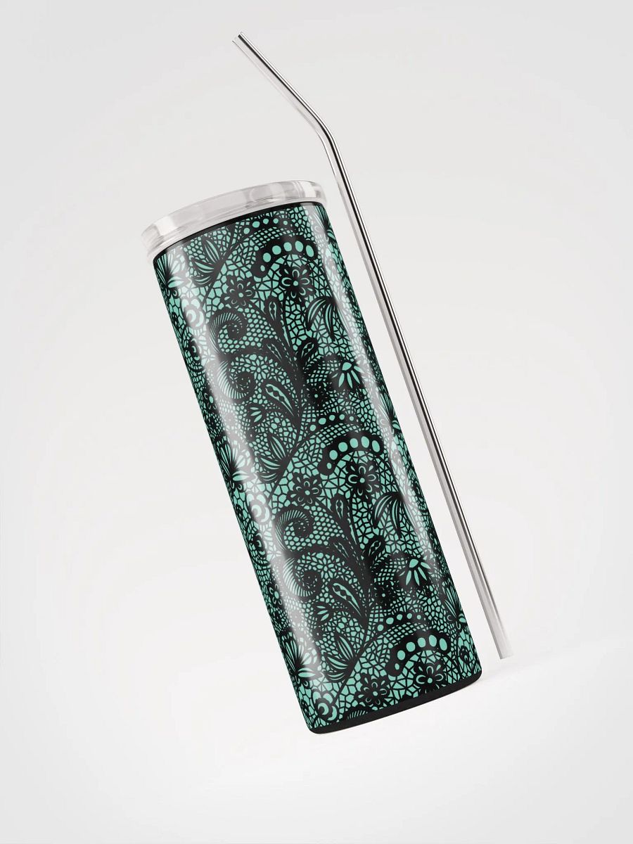 Elegant Lace-Inspired Stainless Steel Tumbler | Green & Black Design product image (3)