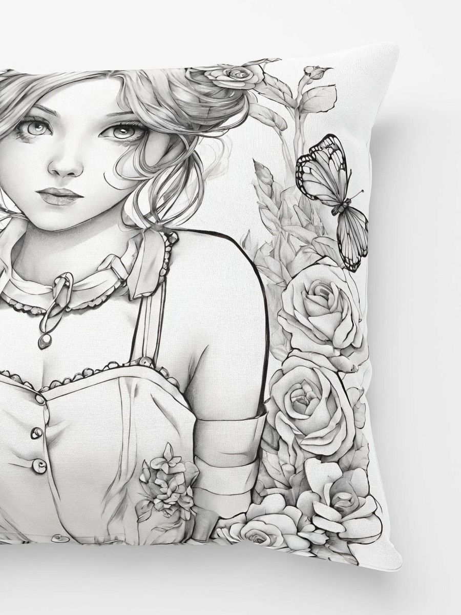 Monochrome Girl, Roses and Butterflies Design Pillow product image (3)