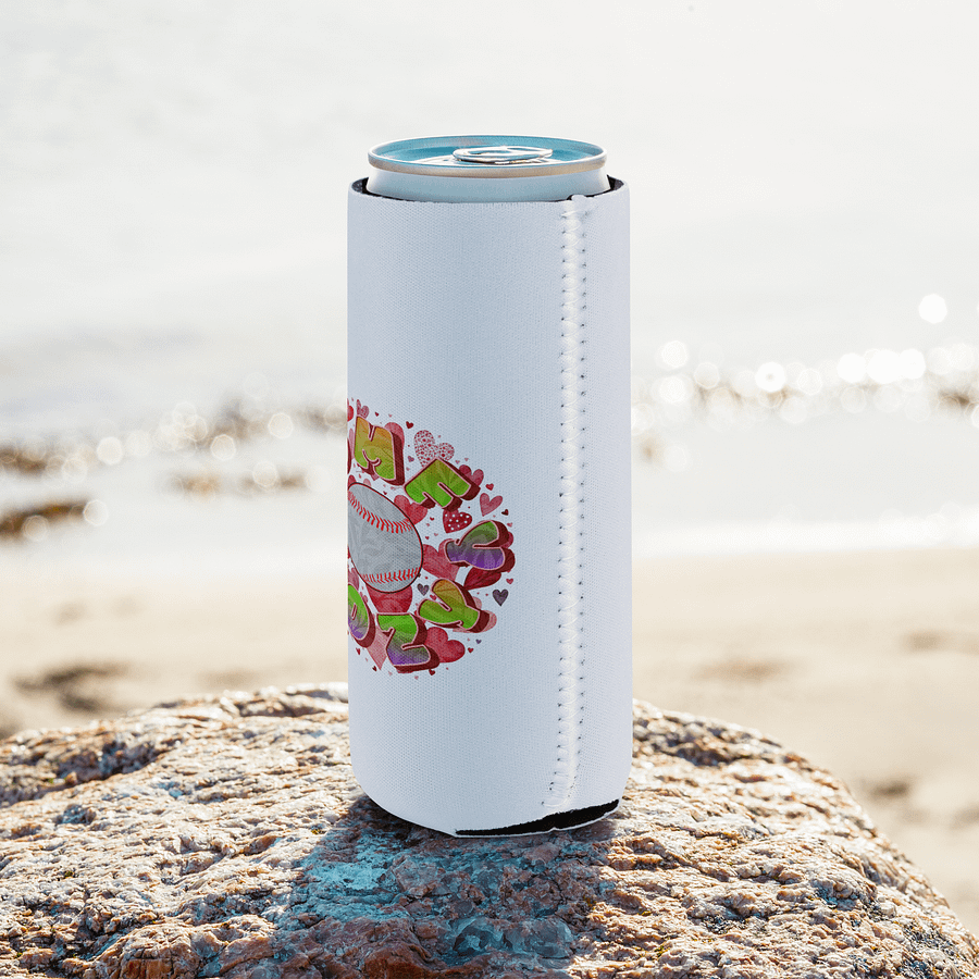 Comfy Cozy Baseball Vibrant Heart Can Cooler product image (8)