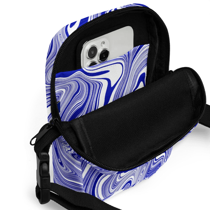 Utility Crossbody Bag - Blue and White Liquid Swirls product image (2)