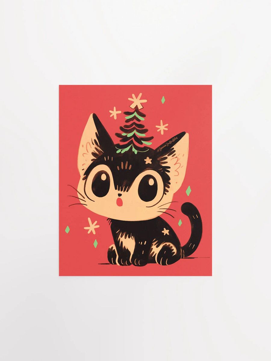 Vintage Christmas Tree Cat | Matte Paper Print product image (2)