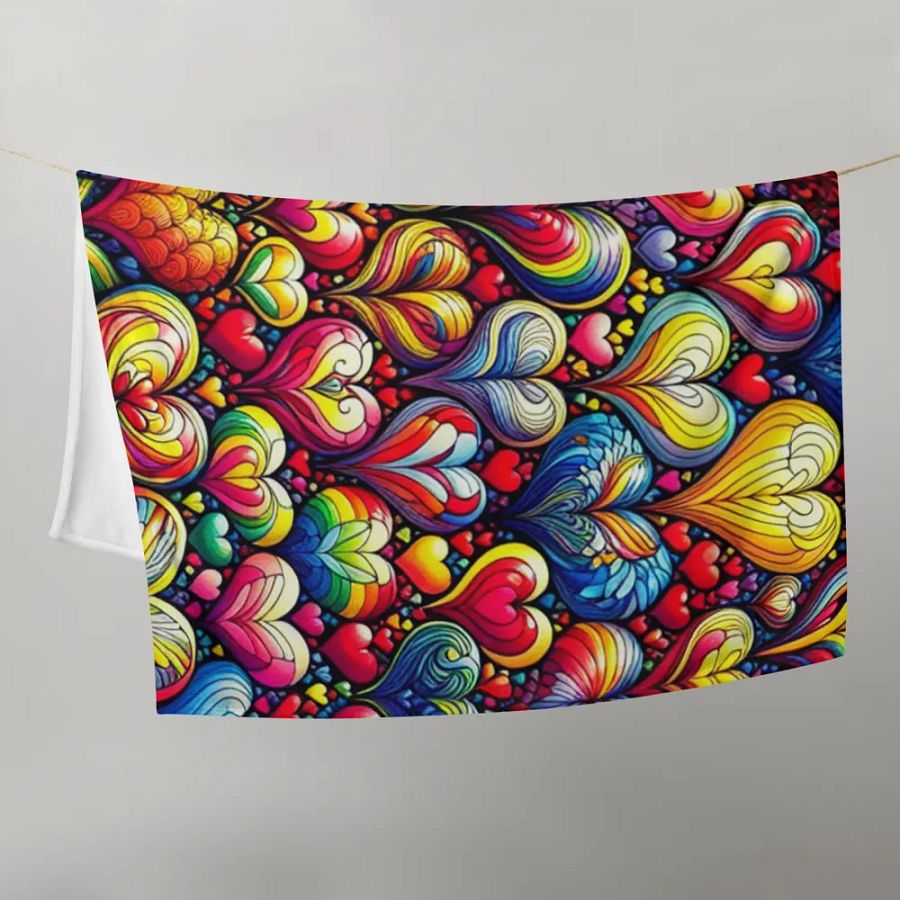 Vibrant Technicolor Hearts Throw Blanket product image (10)