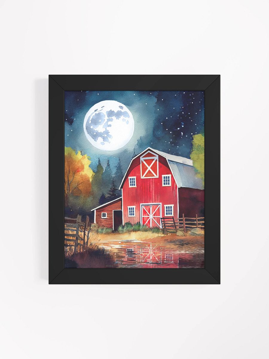 Old Red Barn under Full Moon Studio Framed Print product image (74)