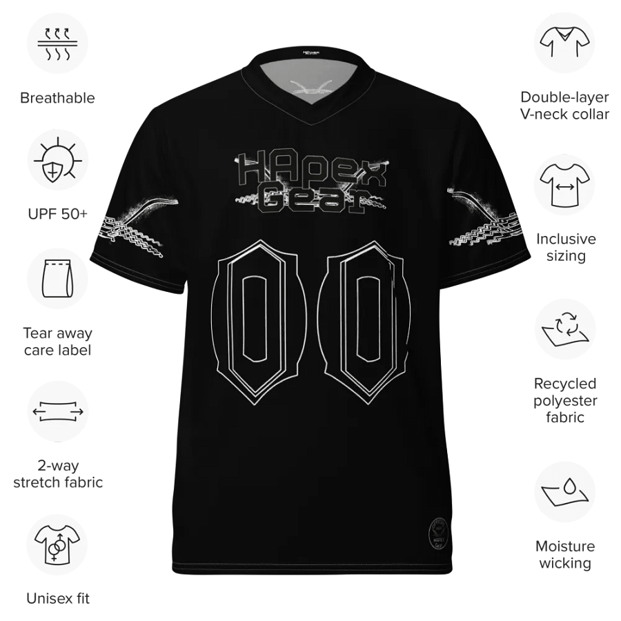 Neffex - Black - Recycled Unisex Sports Jersey - Black HApex Gear Black Logo product image (9)