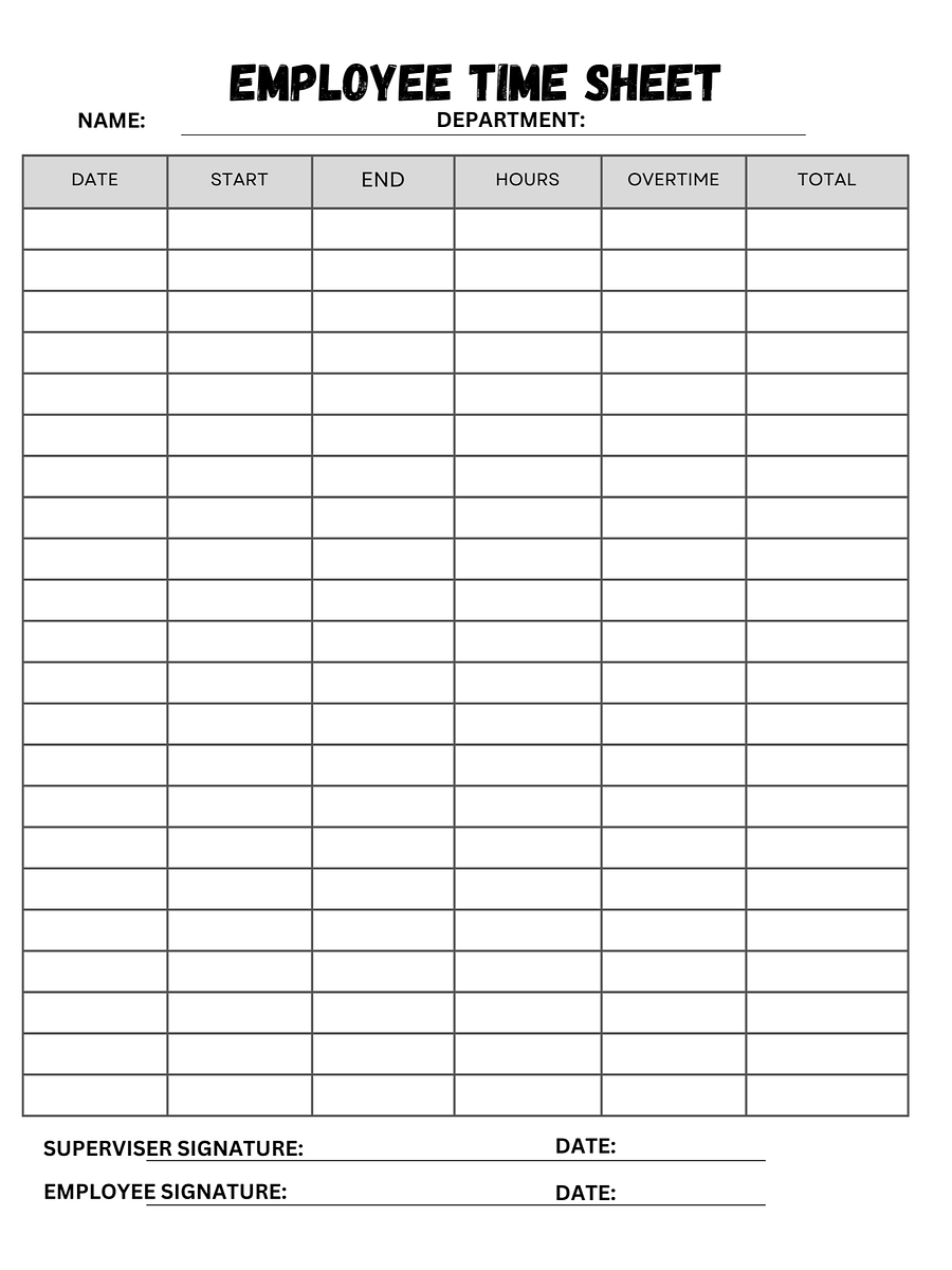 Employee Time Tracking Sheet Work Hours Log Employee Attendance Record Timesheet Report product image (1)