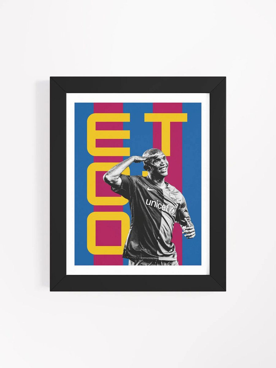 Samuel Eto'o BW Barcelona Name Art Framed Print product image (1)