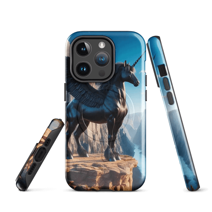 MagSafe® Tough Case for iPhone® | Ebon Majesty: AI-Designed Black Winged Unicorn product image (3)
