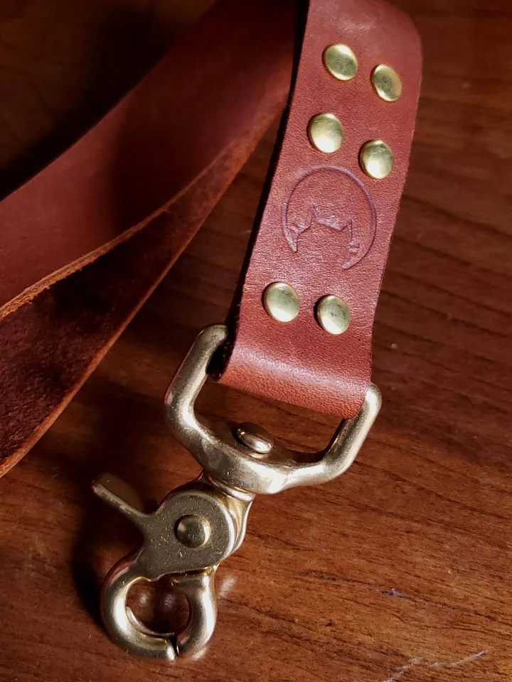 Brown & brass short lead product image (1)