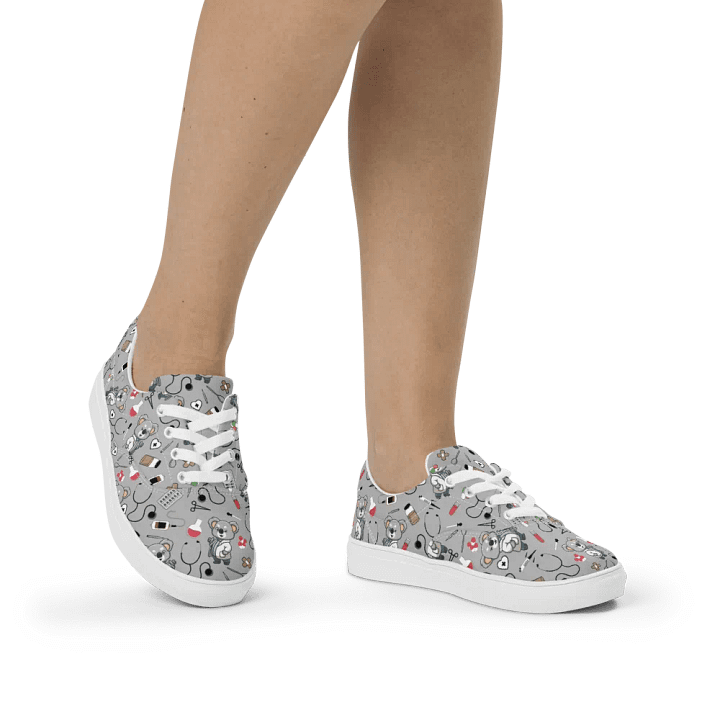 Cute Medical Koala Lace-up Canvas Shoes (Grey) product image (2)