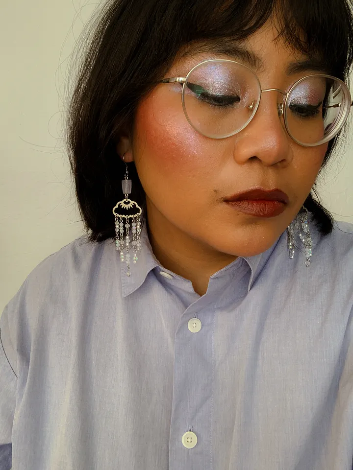 Raincloud - Blue lace agate and moonstone earrings product image (2)